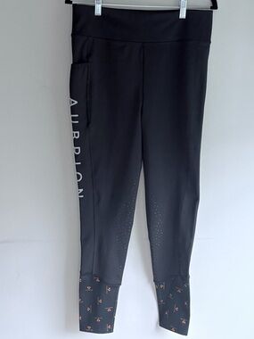 Aubrion Riding Tights Women Black Equestrian Leggings Silicone Grip Athletic Pan